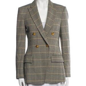 A.L.C. Women’s Neutral Plaid Blazer with Gold Buttons